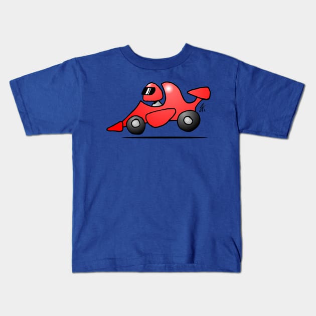 Red race car Kids T-Shirt by Cardvibes